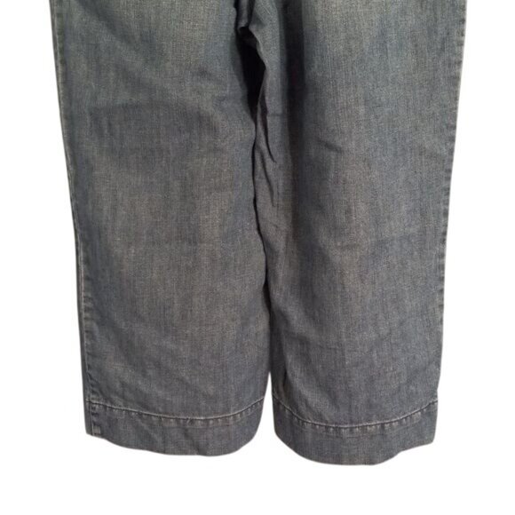 Lands End Size 6P Capri Pants Womens Denim Linen Blend Wide Leg - Picture 9 of 11